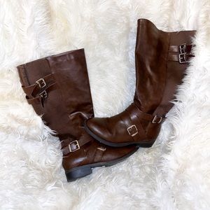 Women’s sz 12 Tall Riding Boots Brown Stretch
